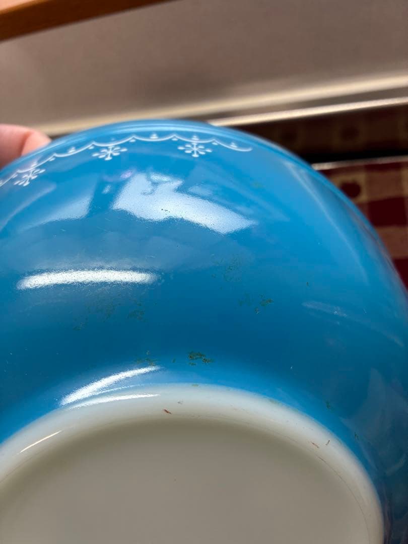 【値下げ】オールドパイレックス　スノーフレークミキシングボウル3コ　USA