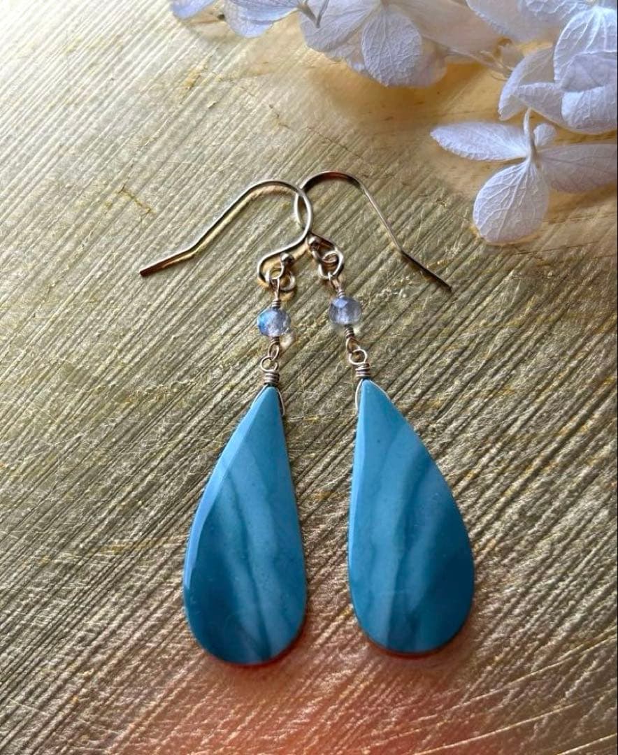 インペリアルジャスパー＆ラブラドライトのピアス他　14kgf