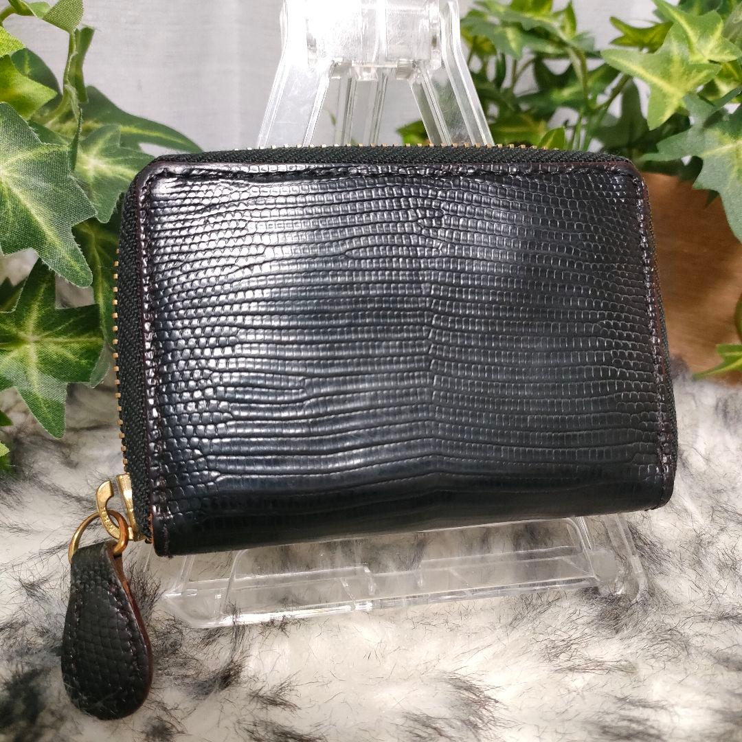 GANZO ケース ブラック ラウンド ガンゾ カードケース 黒 リザード