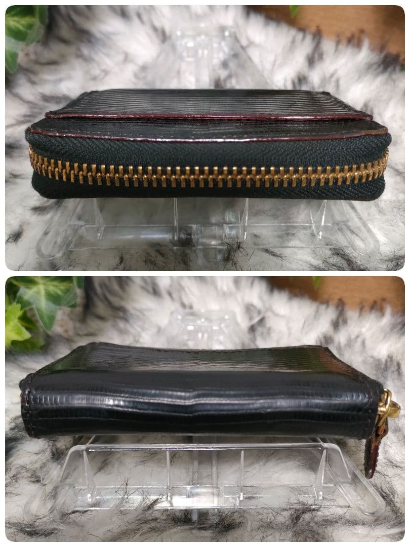 GANZO ケース ブラック ラウンド ガンゾ カードケース 黒 リザード