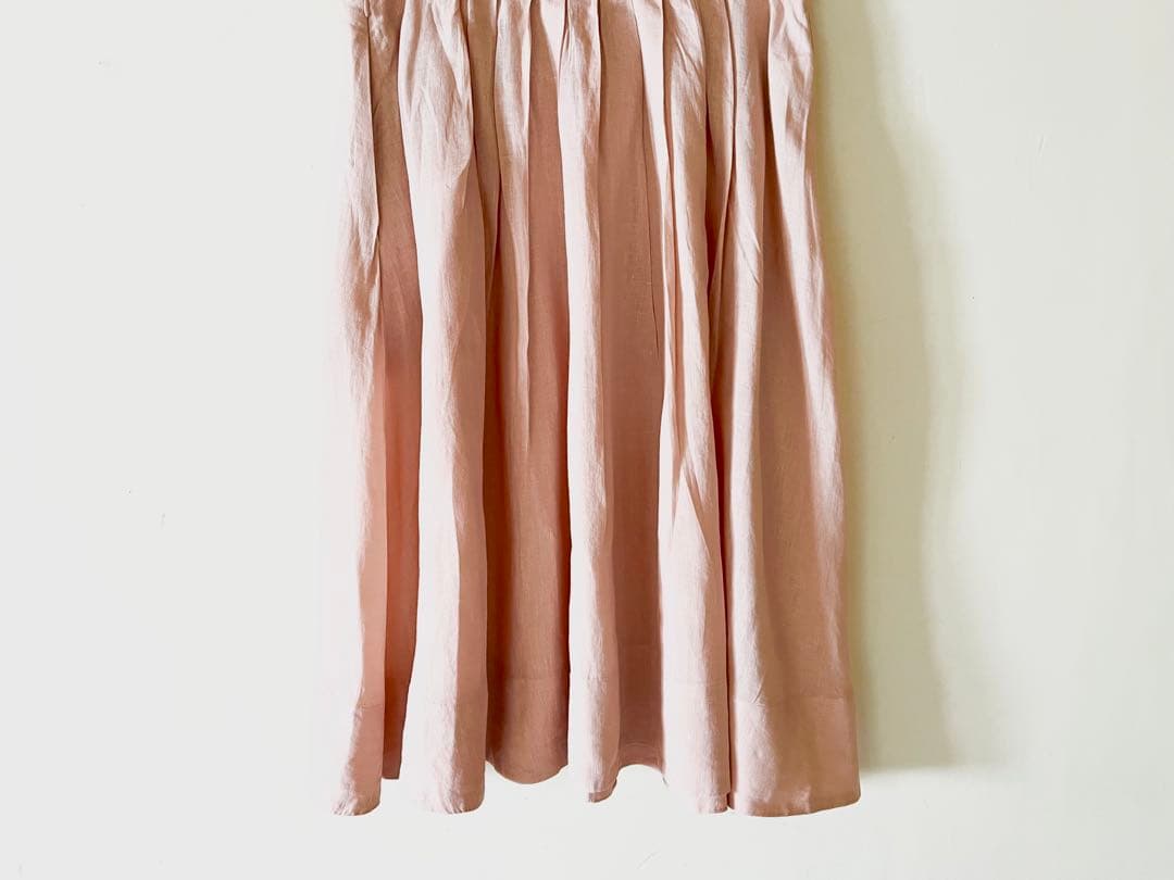 美品 マーガレットハウエル フレンチリネン100% 桜ピンクスカート 3.9万