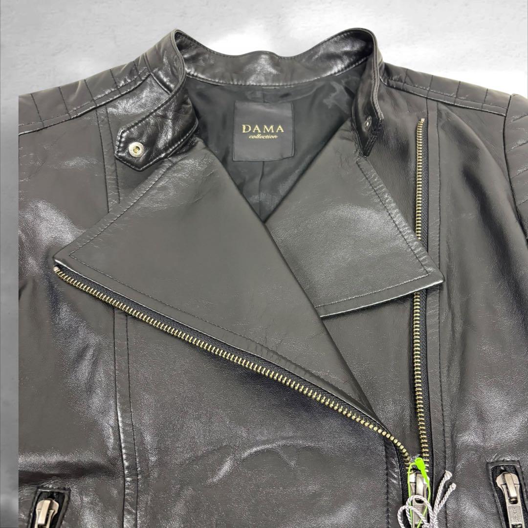 未使用品　羊革100 ダーマコレクション　レザーライダースジャケット 黒S（A1