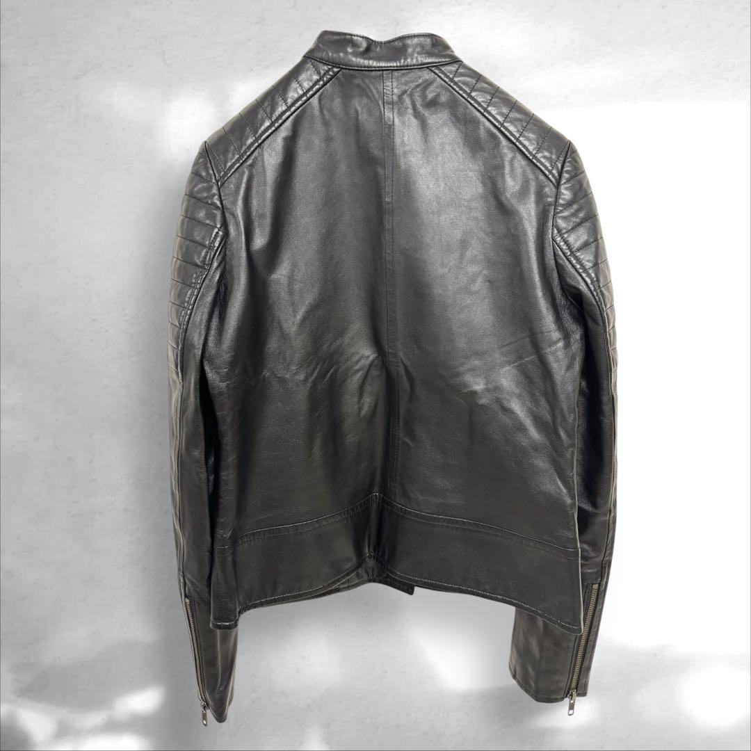 未使用品　羊革100 ダーマコレクション　レザーライダースジャケット 黒S（A1