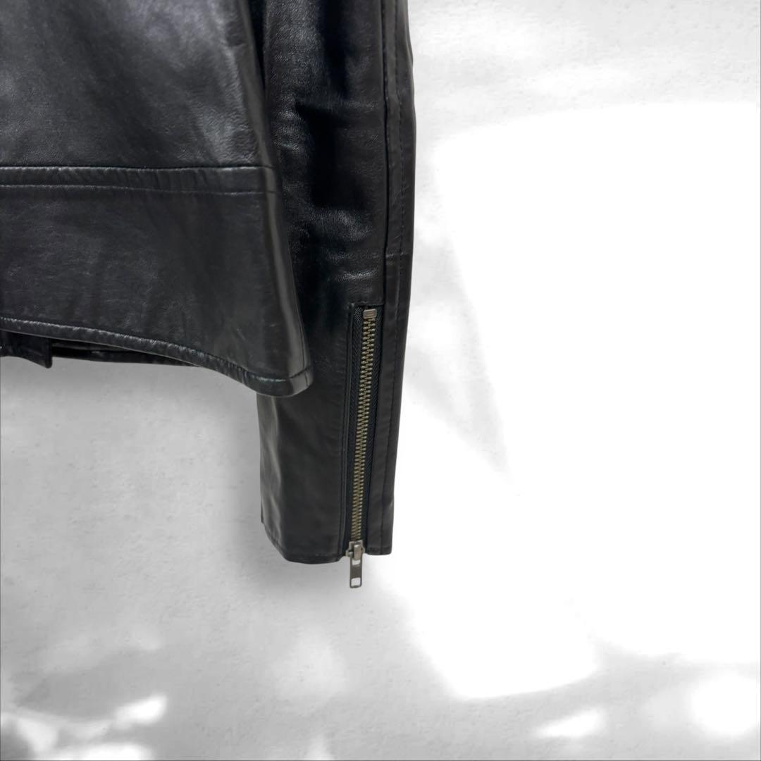 未使用品　羊革100 ダーマコレクション　レザーライダースジャケット 黒S（A1