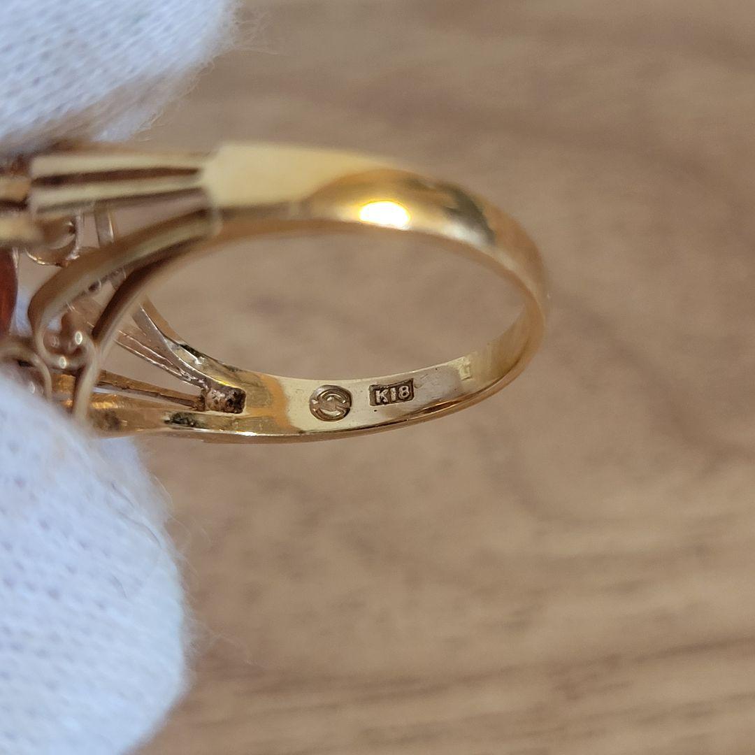 ぴ*の様 k18 18金 リング 指輪 トパーズ？ ゴールドサファイア？