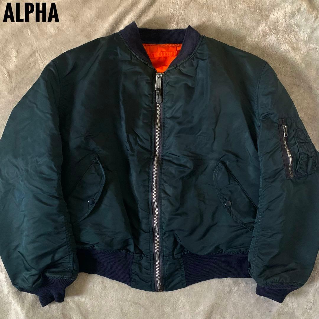 90s ALPHA MA-1フライトジャケット USA製 IDEAL XL 紺色