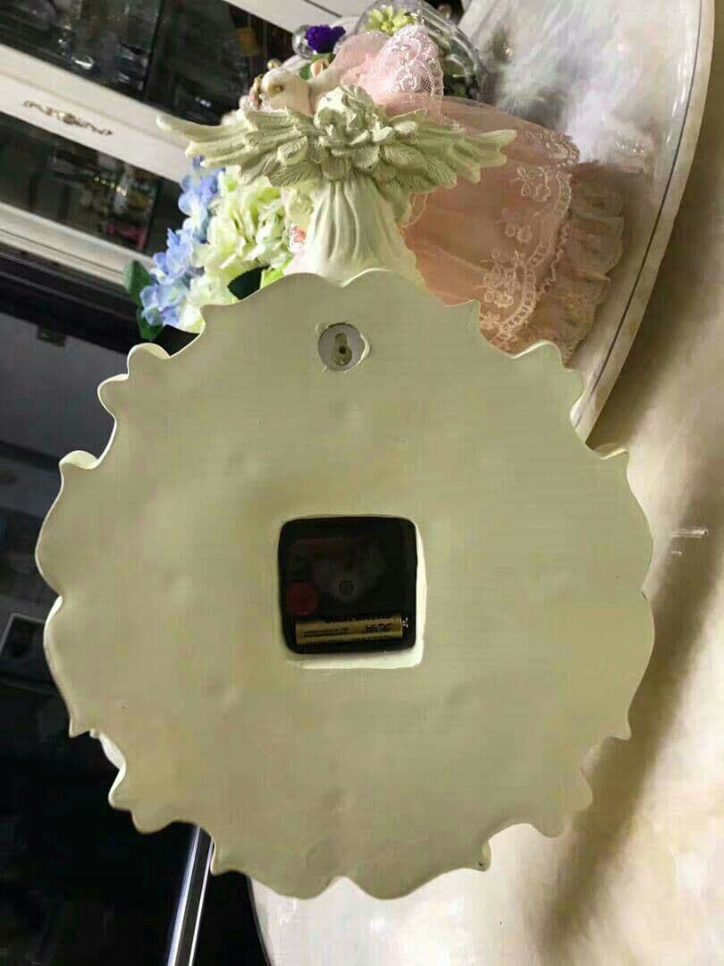 欧風天使柱時計復古個性柱時計田園芸術時計居間寝室超静音壁時計