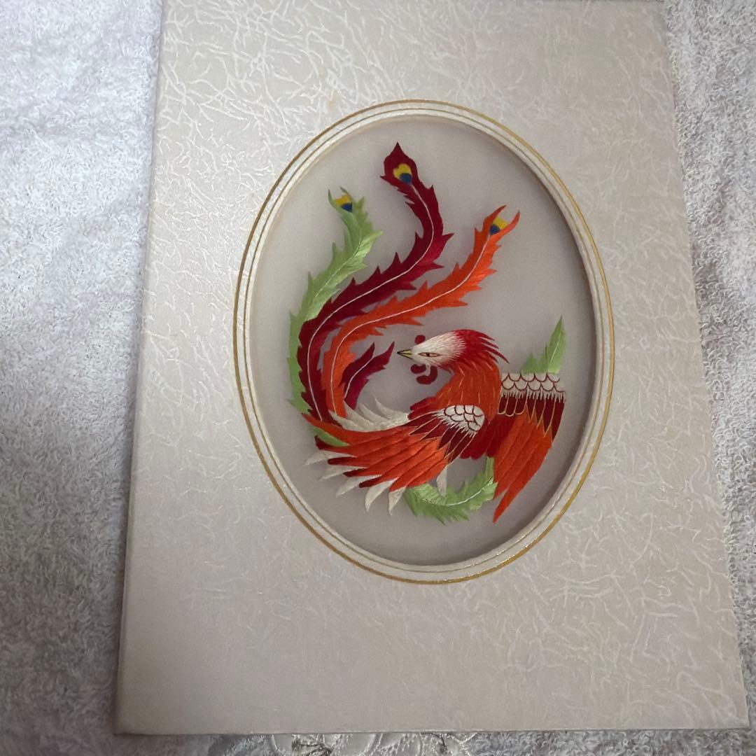 鳳凰の刺繍 オーバル型インテリア