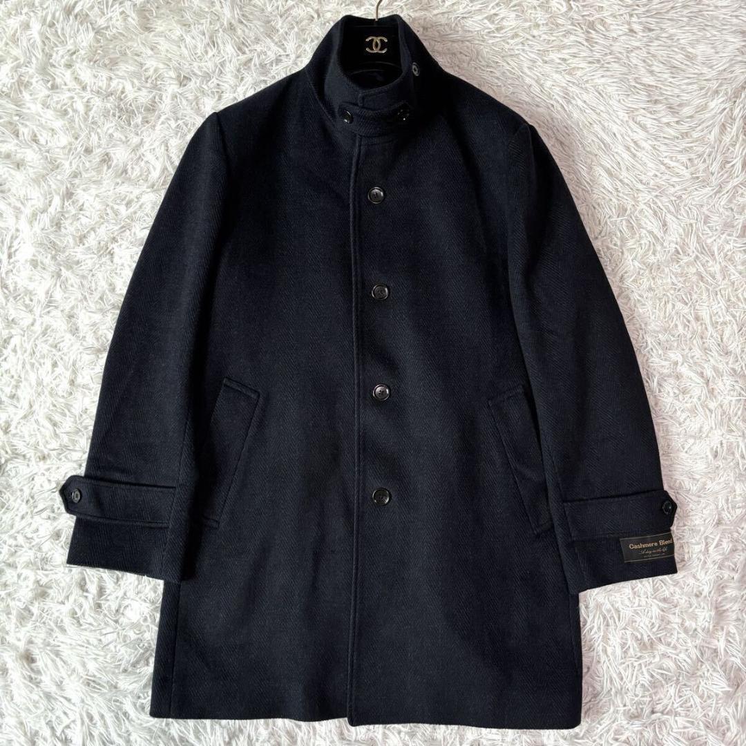 ✨極美品/カシミア/L✨ユナイテッドアローズ ステンカラーコート ヘリンボーン