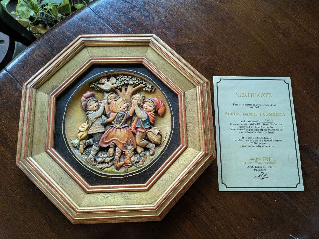世界2500体限定◆ANRI木彫◆春の踊り 金彩 アンリ