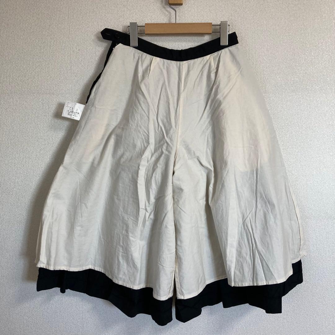 ヤエカ yaeca ビッグタックキュロット　コットンリネン　黒　ブラック