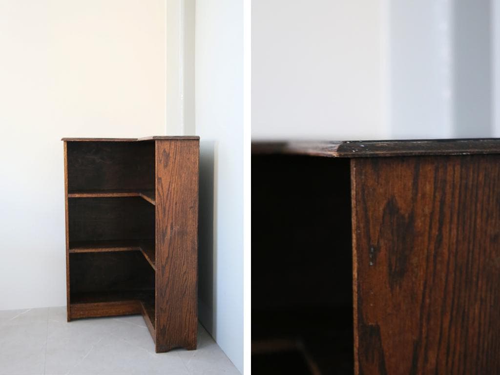 英国アンティーク木製ブックシェルフ/本棚/食器棚/飾り棚/ラック(92-139)