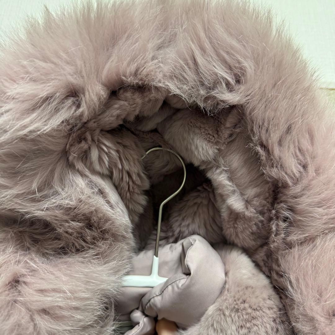 Gracecontinentalピンク袖リアルファー2wayフードダウンコート