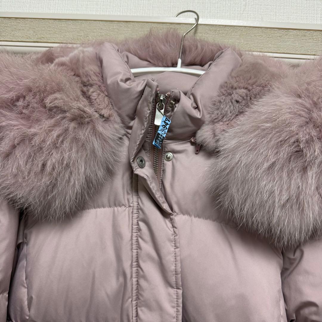 Gracecontinentalピンク袖リアルファー2wayフードダウンコート