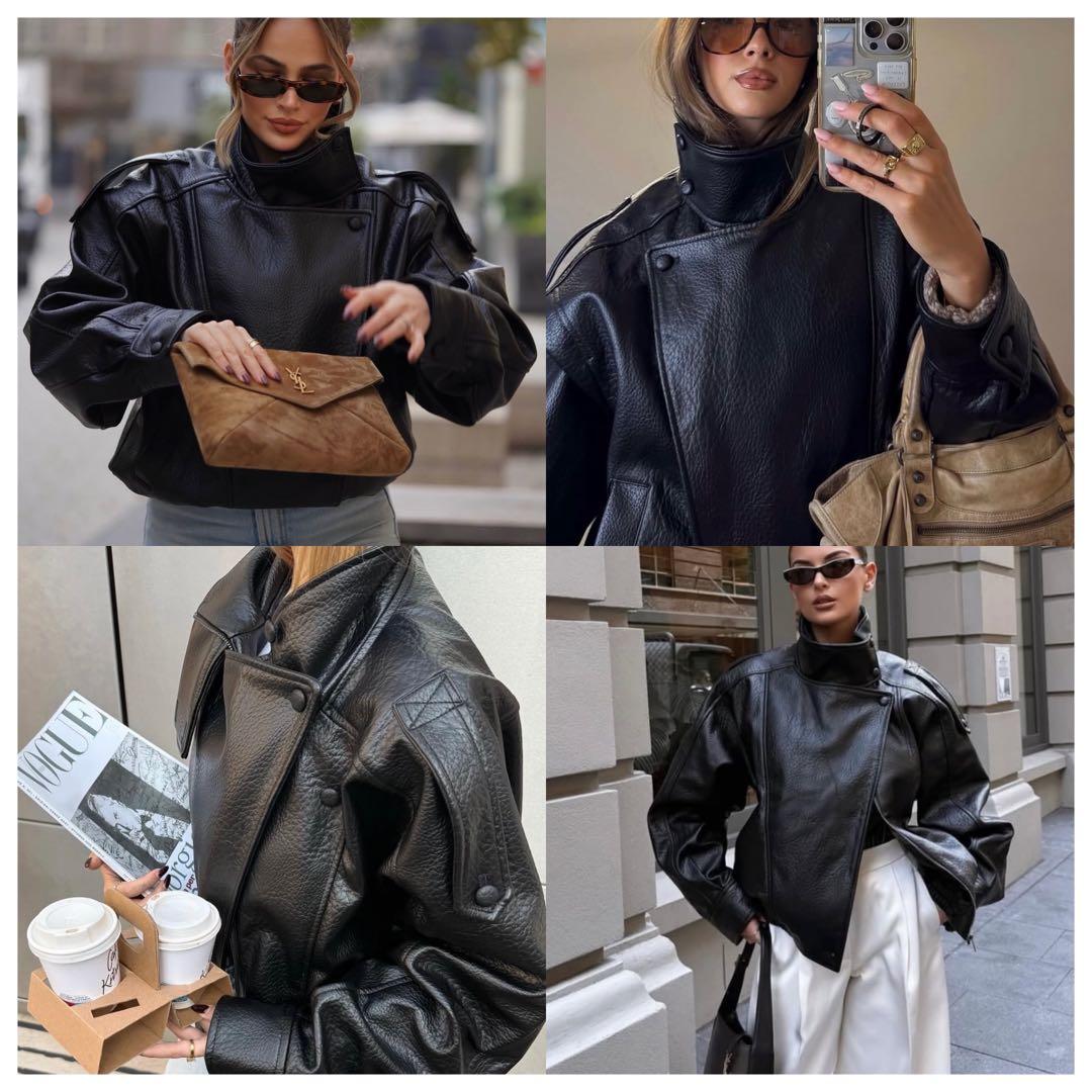 【新品】 ZARA フェイクレザージャケット S size ブラック　ザラ