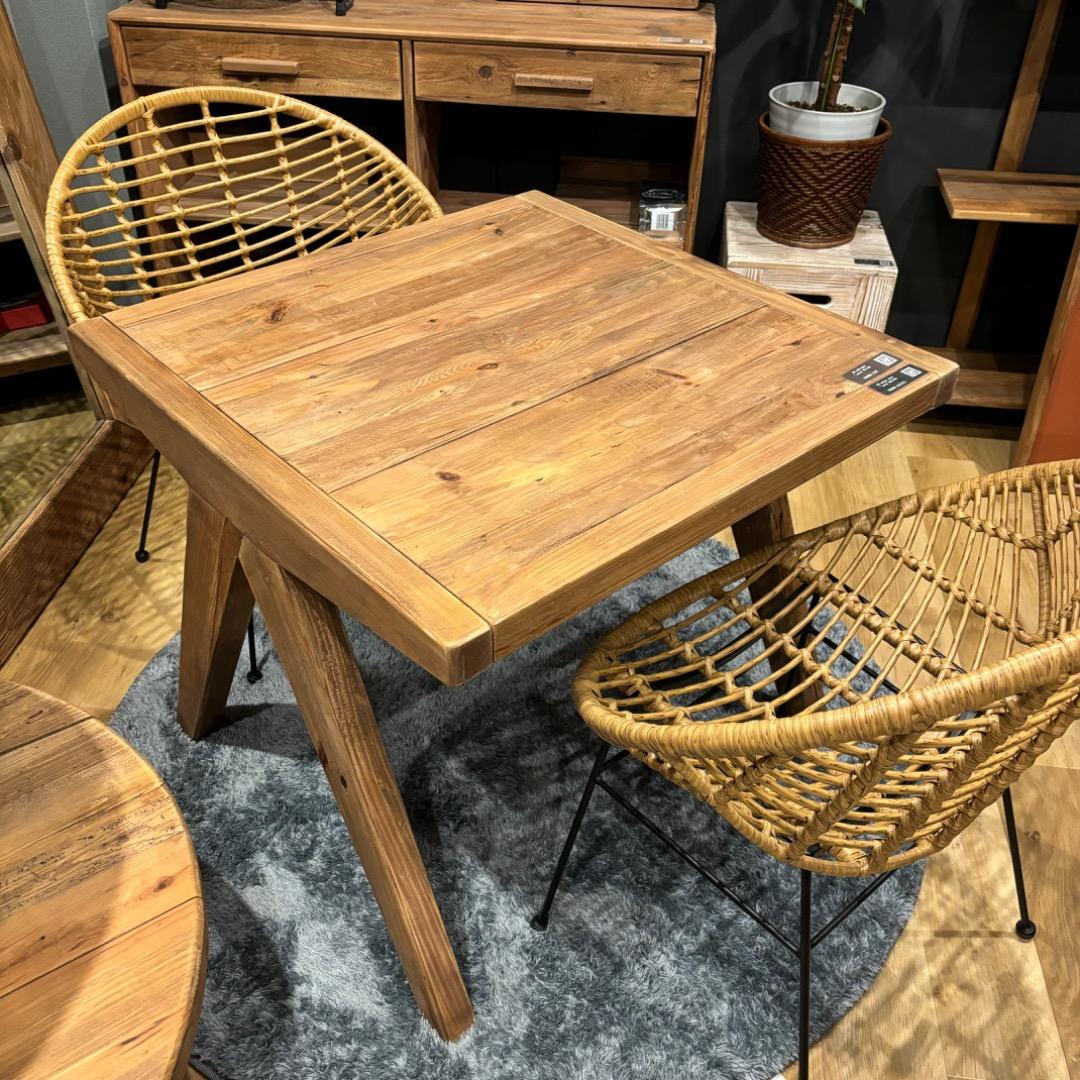 2脚セット　ラタンチェア　ダイニングチェア　ベランダ　テラス　椅子　可愛い