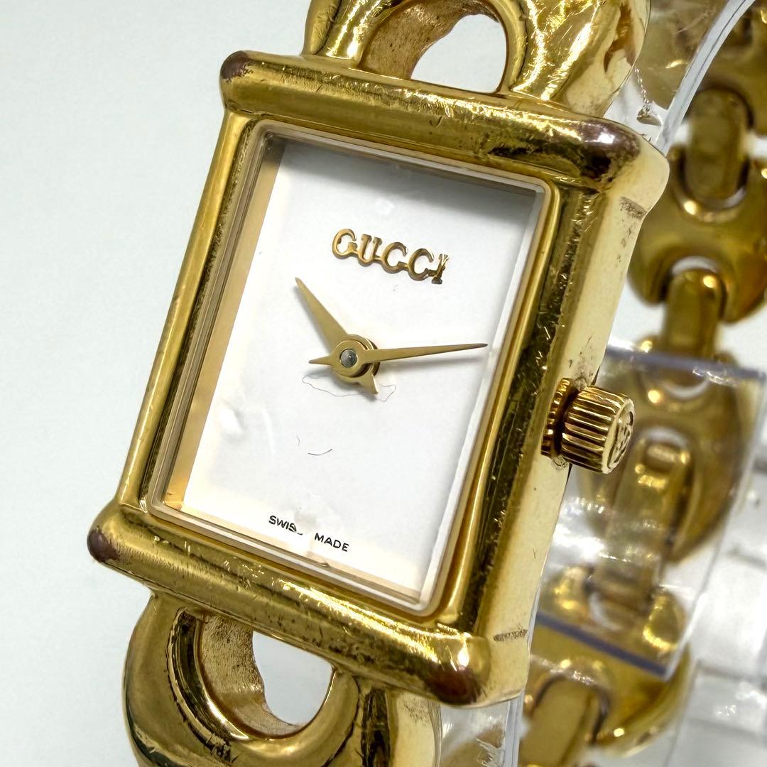 【稼働】 グッチ 腕時計 1800L チェンジベルト クォーツ ゴールドベゼル