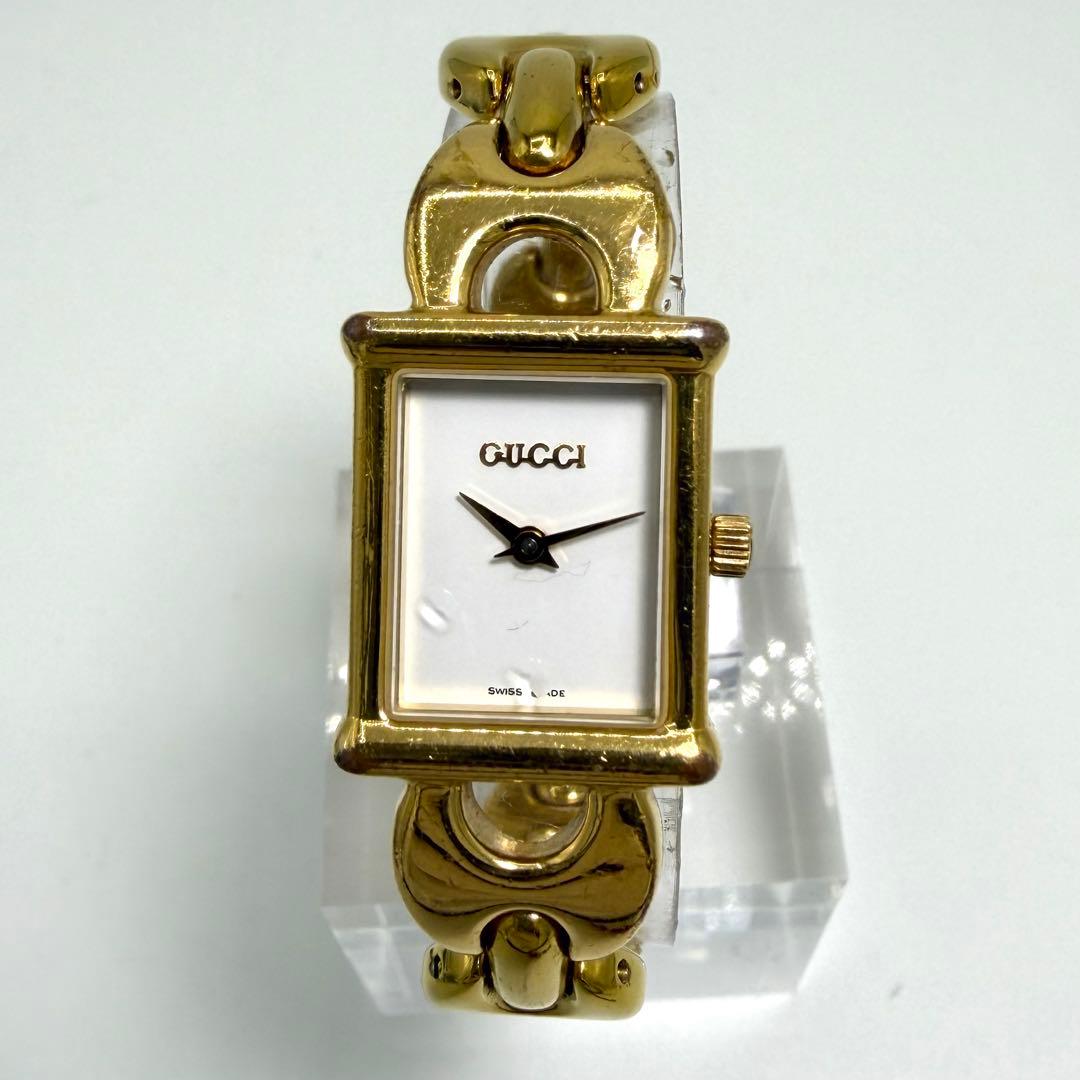 【稼働】 グッチ 腕時計 1800L チェンジベルト クォーツ ゴールドベゼル