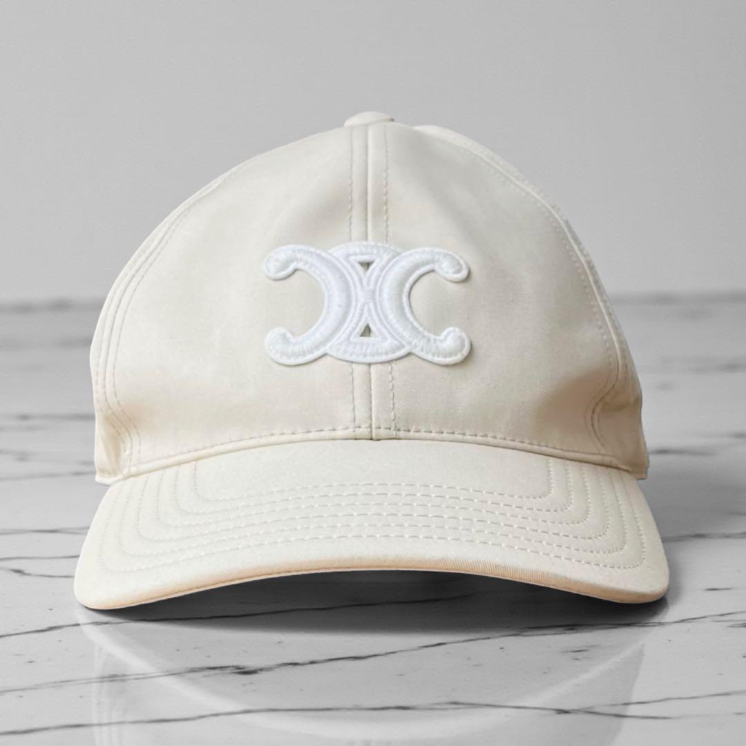 美品 セリーヌ トリオンフ キャップ バニラ ベージュ 帽子 L CELINE