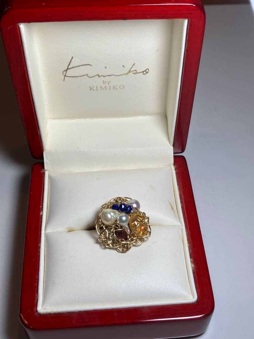 14kgfワイヤーラッピングリング❤️パール ルビー　オパール　ラピス