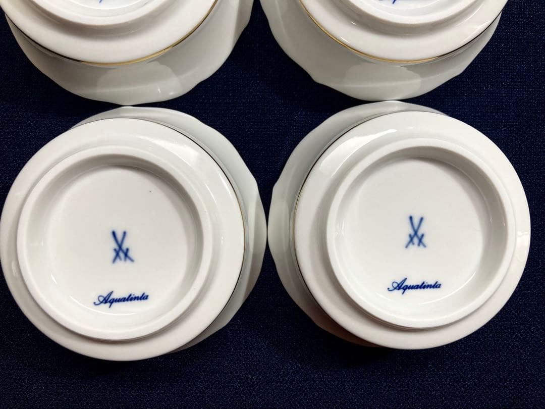 マイセン 歴代 双剣マーク 金彩小皿 /アクアティンタ　ミニトレイ　6枚セット‼️