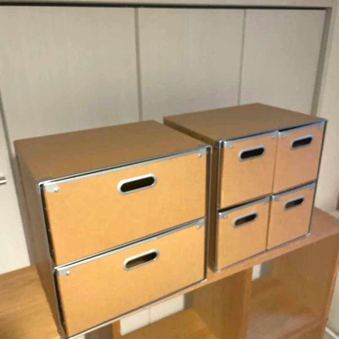 無印良品 スタッキングシェルフ 2段×3列 オーク 廃盤パルプボード収納2個付き