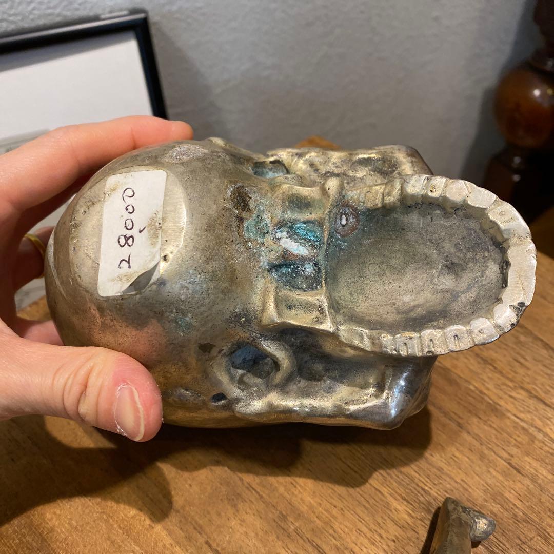 重厚感！！髑髏　ドクロ　インテリア　オブジェ　置物　シルバー　真鍮　鉛