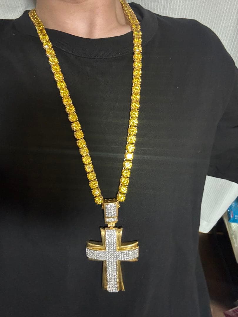 pimpcode 特大クロストップ ネックレス b-boy ロングテニスチェーン