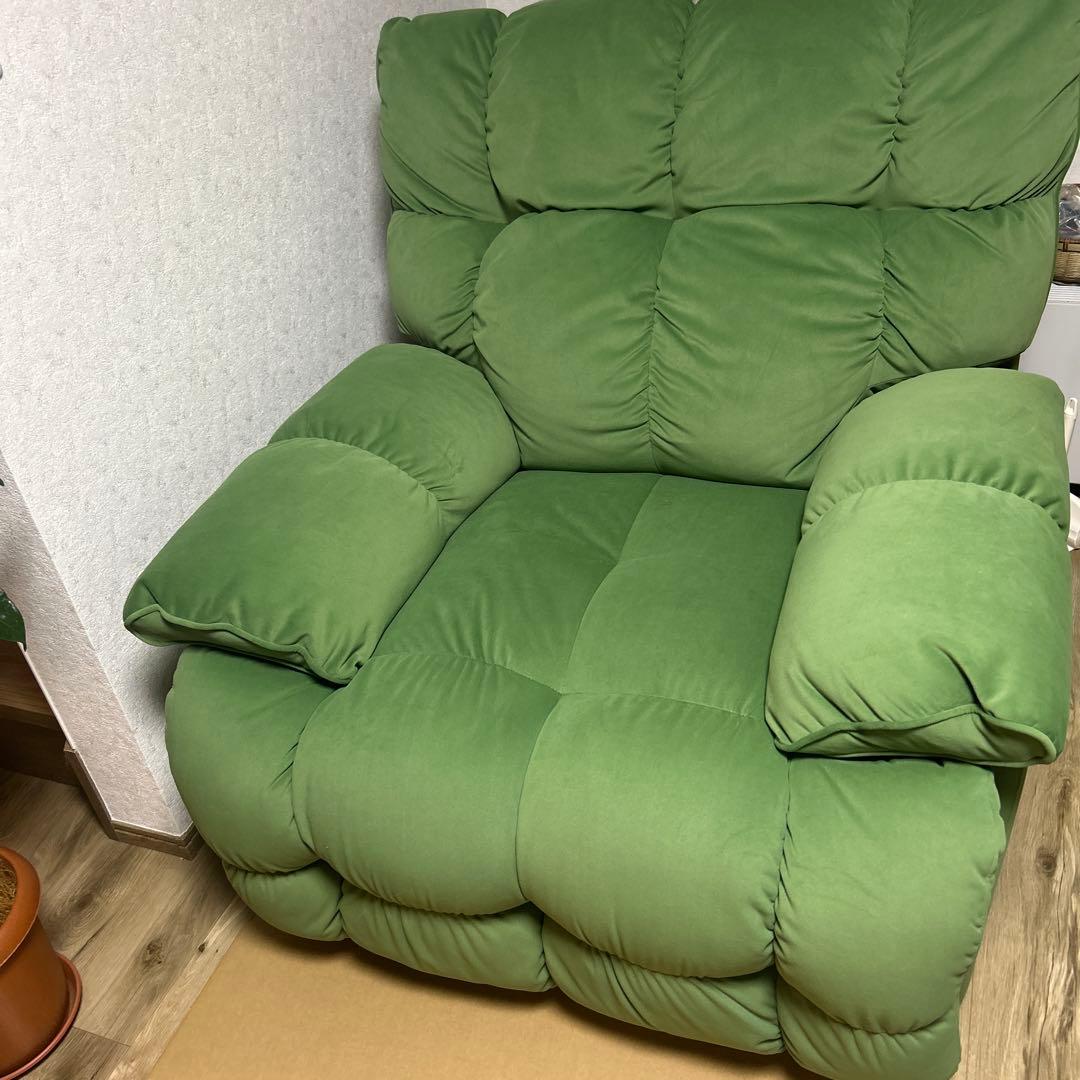 【新品・未使用】 グリーン 1人掛けソファ