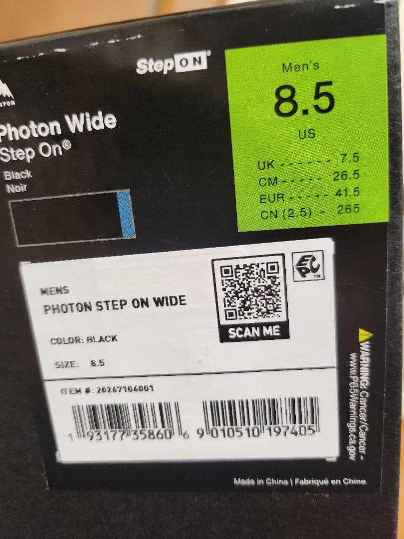 さらに値下げBurton Photon Wide Step On 8.5 US