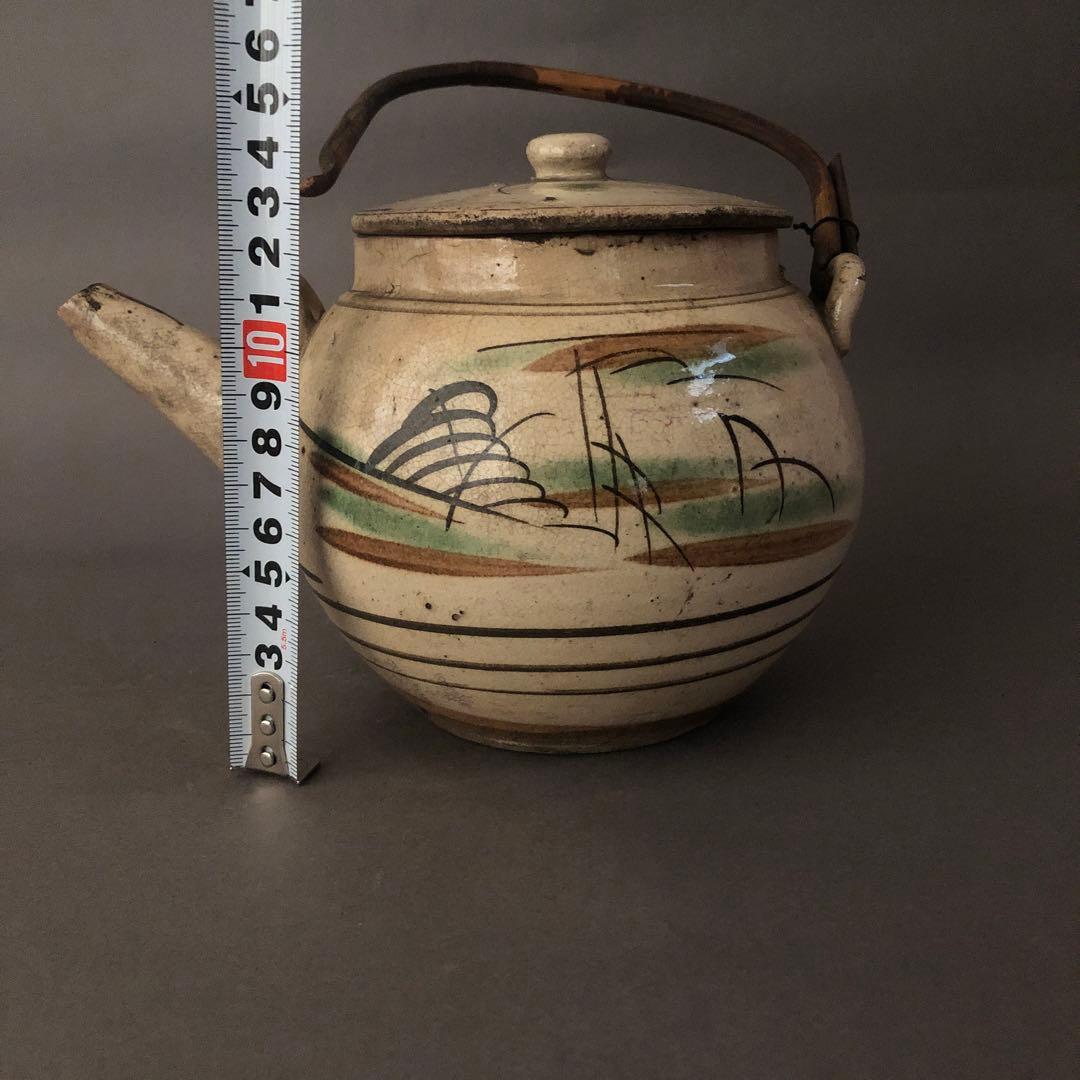 益子焼 色絵山水紋 土瓶