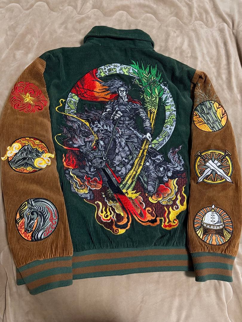 未使用近 別珍 vintage 騎兵将軍 馬 スタジャン スカジャン