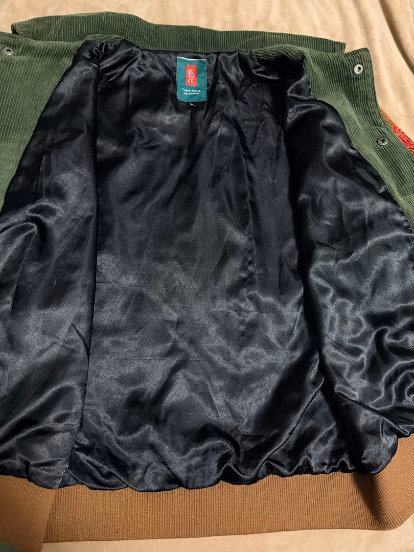 未使用近 別珍 vintage 騎兵将軍 馬 スタジャン スカジャン