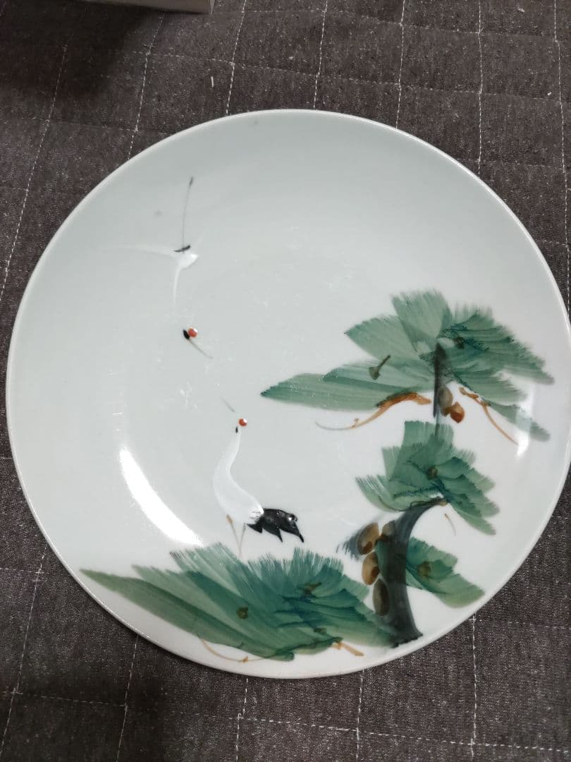 松鶴　大皿　レトロ　縁起物