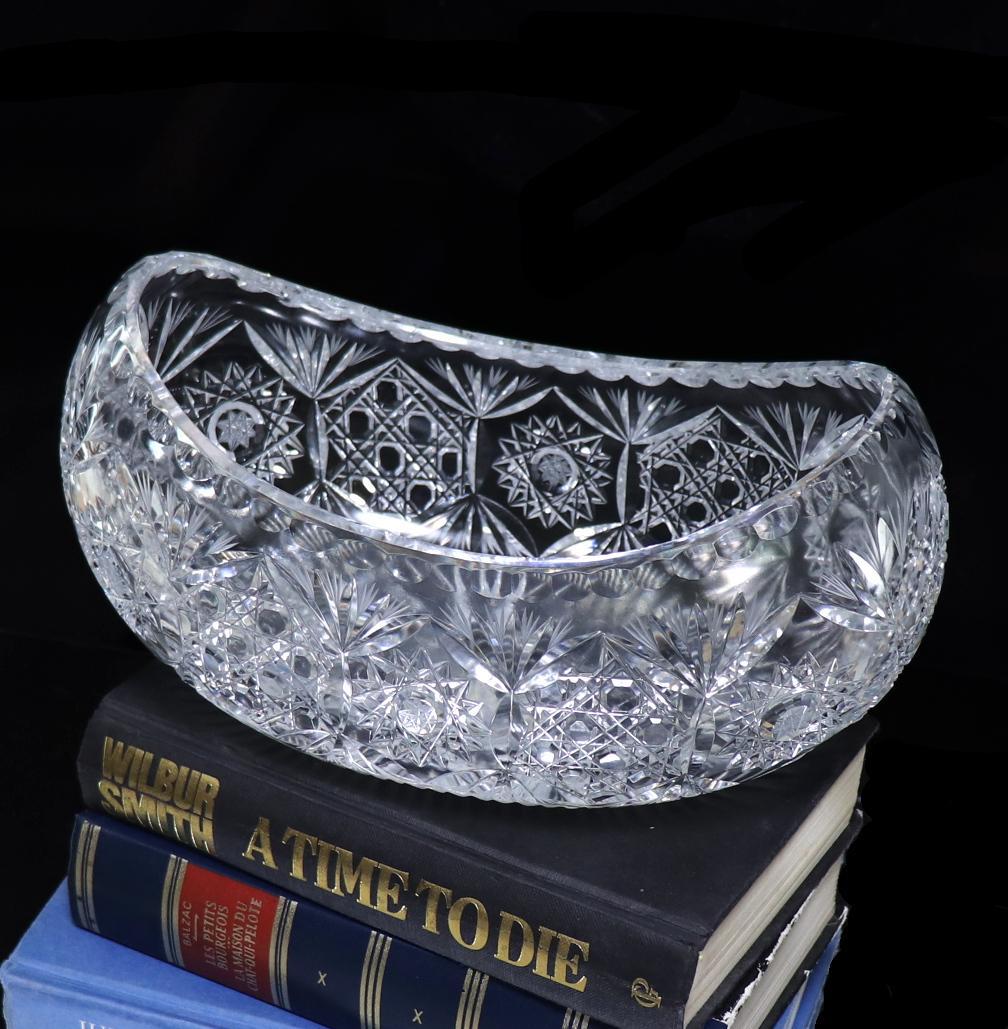 オールド・バカラ 博物館級 1890年頃 2.5kg 超絶カット 特大鉢 扇型