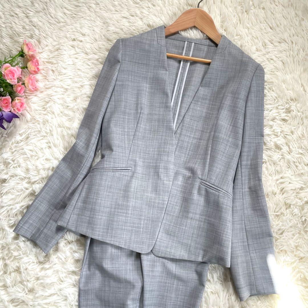 green label relaxingカチリカグレーノーラペルパンツスーツ