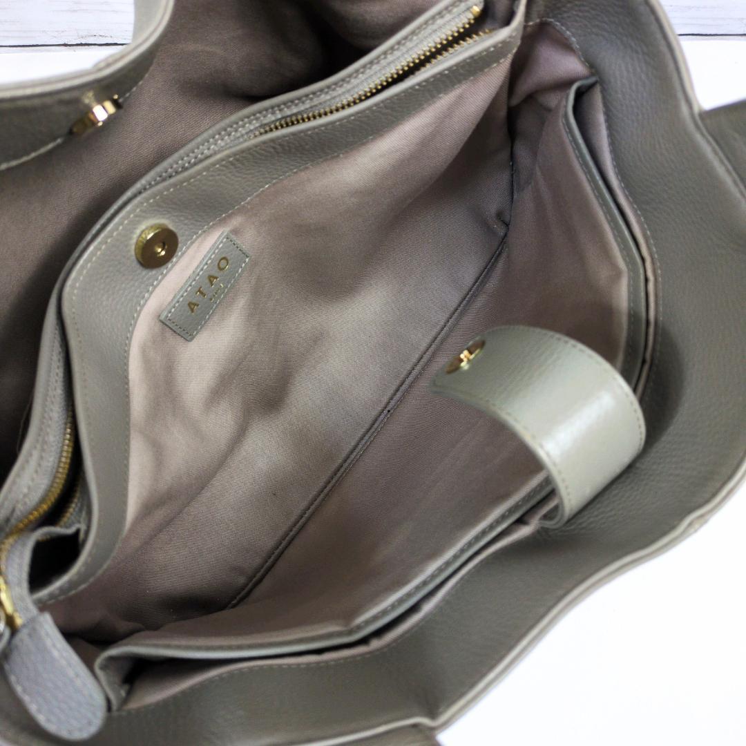 ATAO アタオ ファンクヴィ トートバッグ ハンドバッグ グレージュ シボ