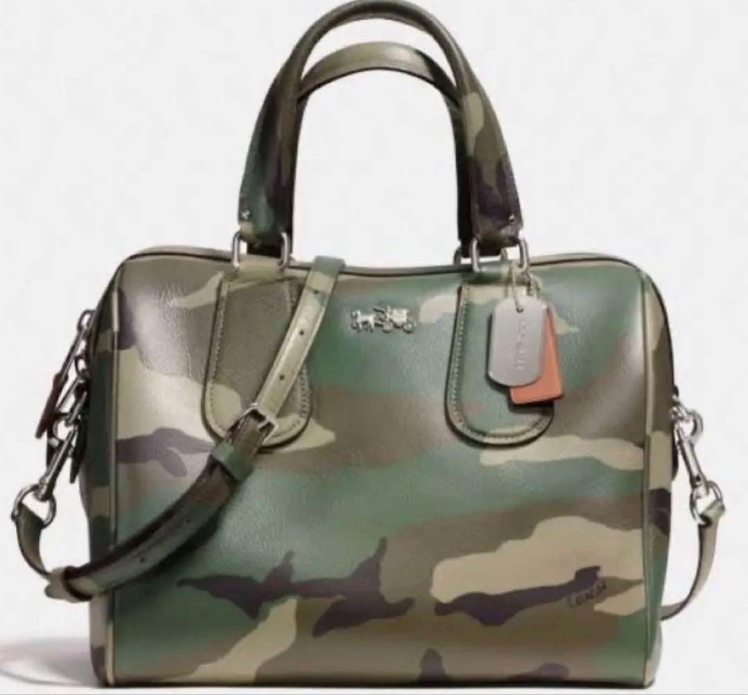 COACHコーチ サリーサッチェル カモフラージュ 2WAYバッグ 迷彩 レザー