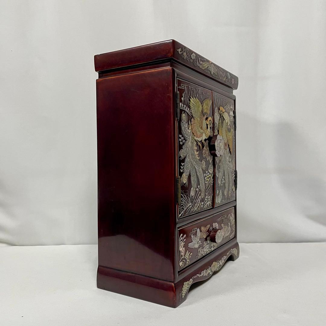 螺鈿細工 希少 小物入れ 花鳥模様 アクセサリーケース 宝石箱 ミニ箪笥