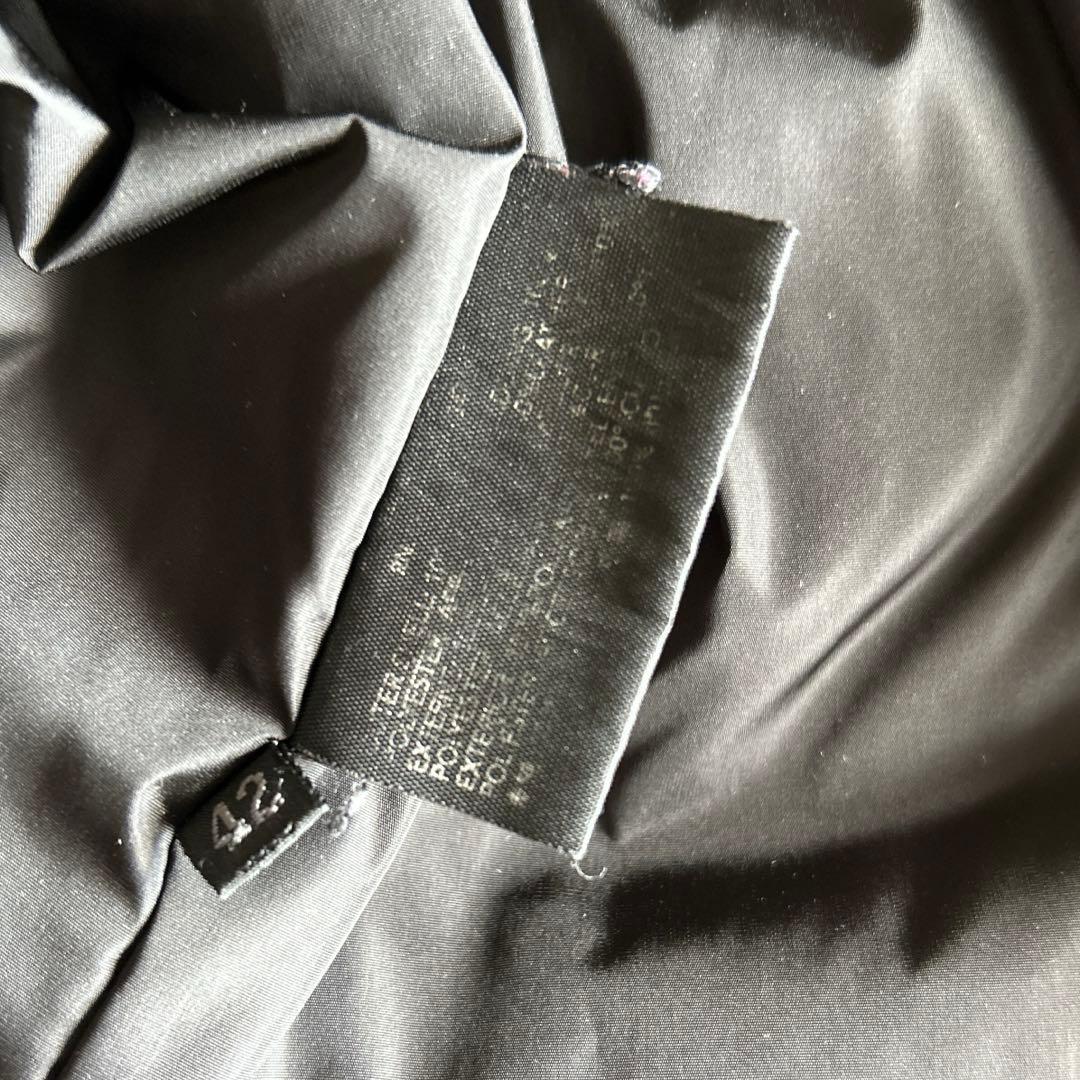 PRADA ブラック　ナイロン　ロングコート　ステンカラー　後ろ襟ロゴあり　42