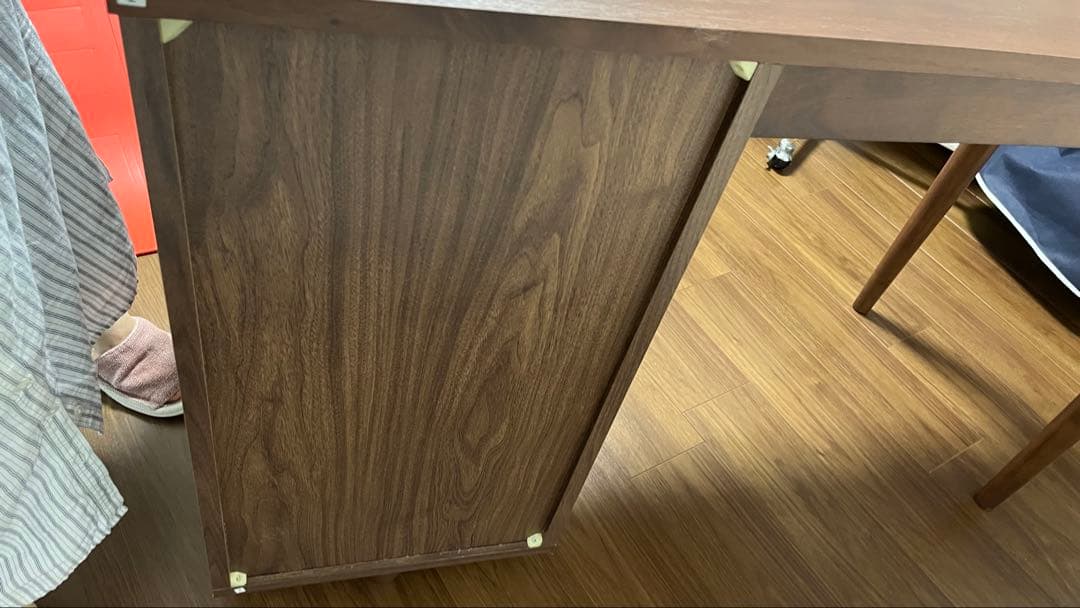 ブラウン木製デスク 引き出し付き　1月末廃棄予定