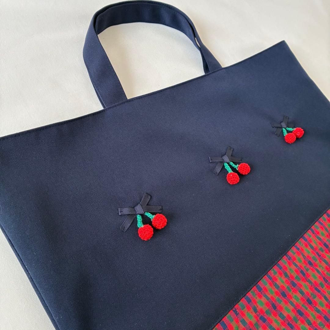 ファミリア風　さくらんぼ　レッスンバッグ　上履き入れ　お着替え袋　4点セット