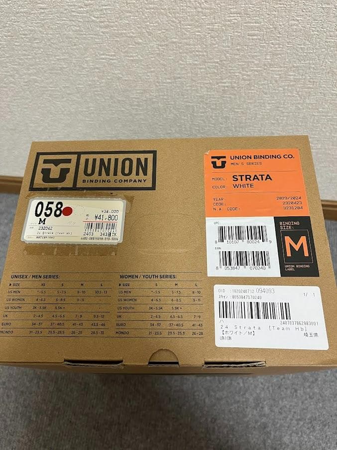美品 UNION STRATA ユニオン ストラータ23-24モデル Mサイズ