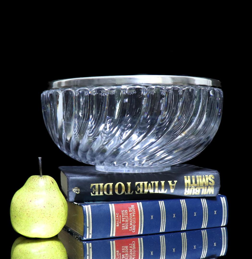 オールド・バカラ 特大3kg 銀巻鉢 バンブー サラダボウル フルーツバスケット