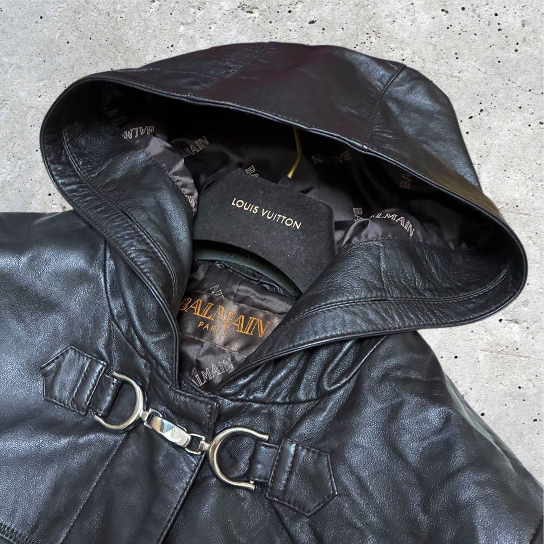 美品 Vintage ダッフル 羊革 ラムレザー ジャケット ロング イタリア製