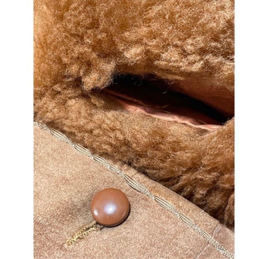 vintageヴィンテージコートファースエードビッグカラーレトロUSA海外古着