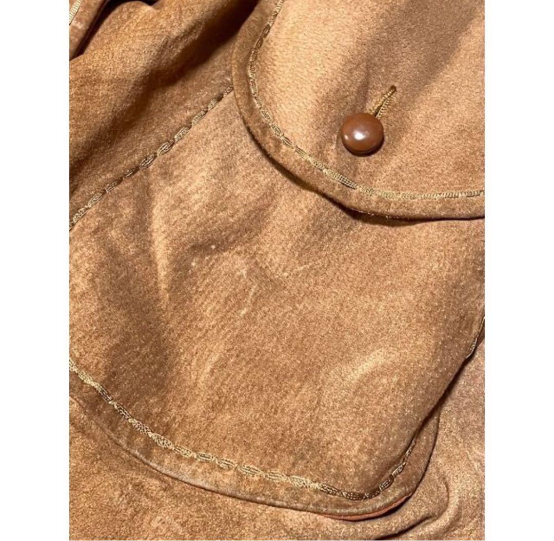 vintageヴィンテージコートファースエードビッグカラーレトロUSA海外古着