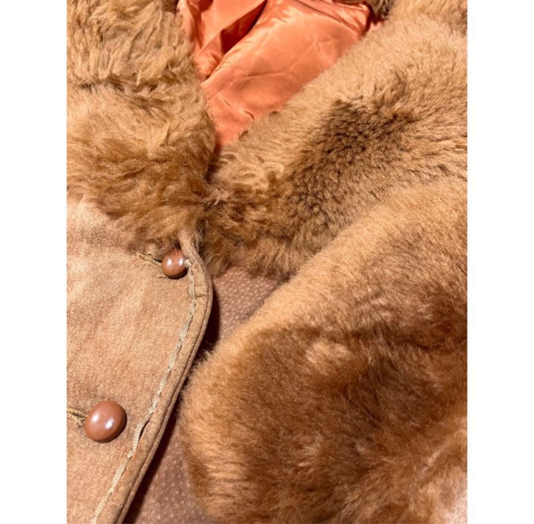 vintageヴィンテージコートファースエードビッグカラーレトロUSA海外古着