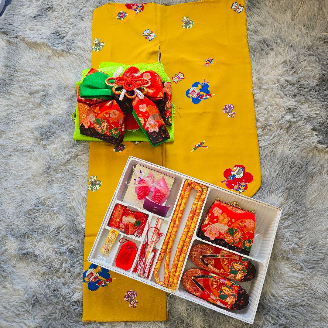 七五三 7歳 お着物セット 着物 作り帯 長襦袢 帯締め 帯揚げ しごき 草履