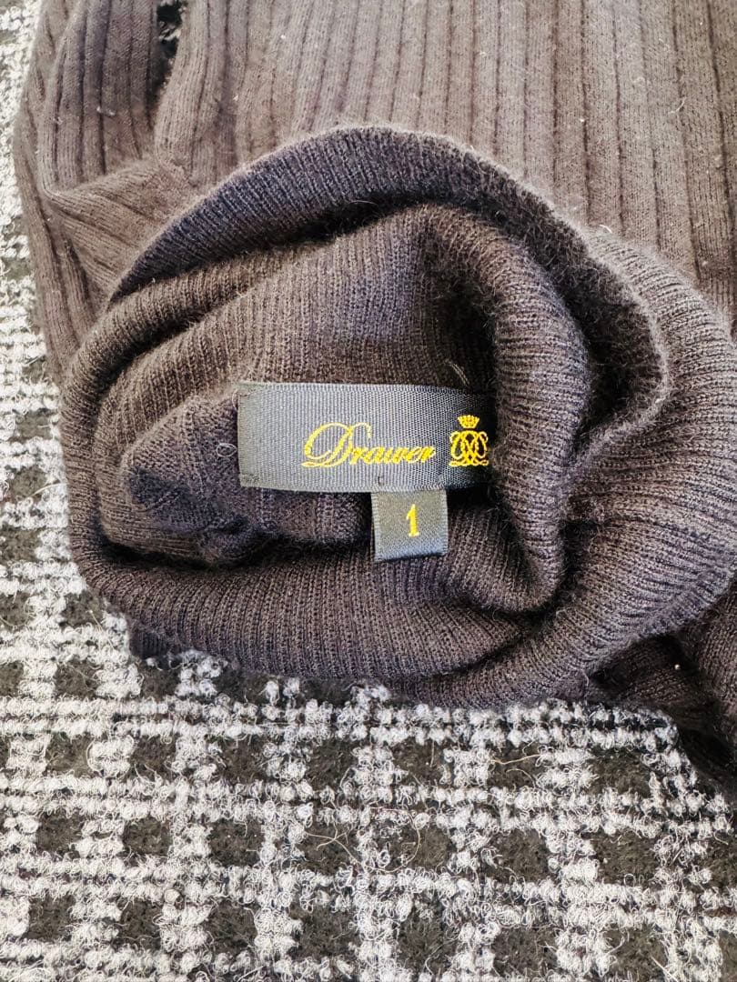 Drawer シルクカシミヤ ハイゲージタートルニット 黒